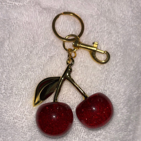 Accessories - Large Red and Gold Cherry Bag Charm